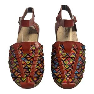 Christy Multicolor Woven Leather Girls Sandals Colorful